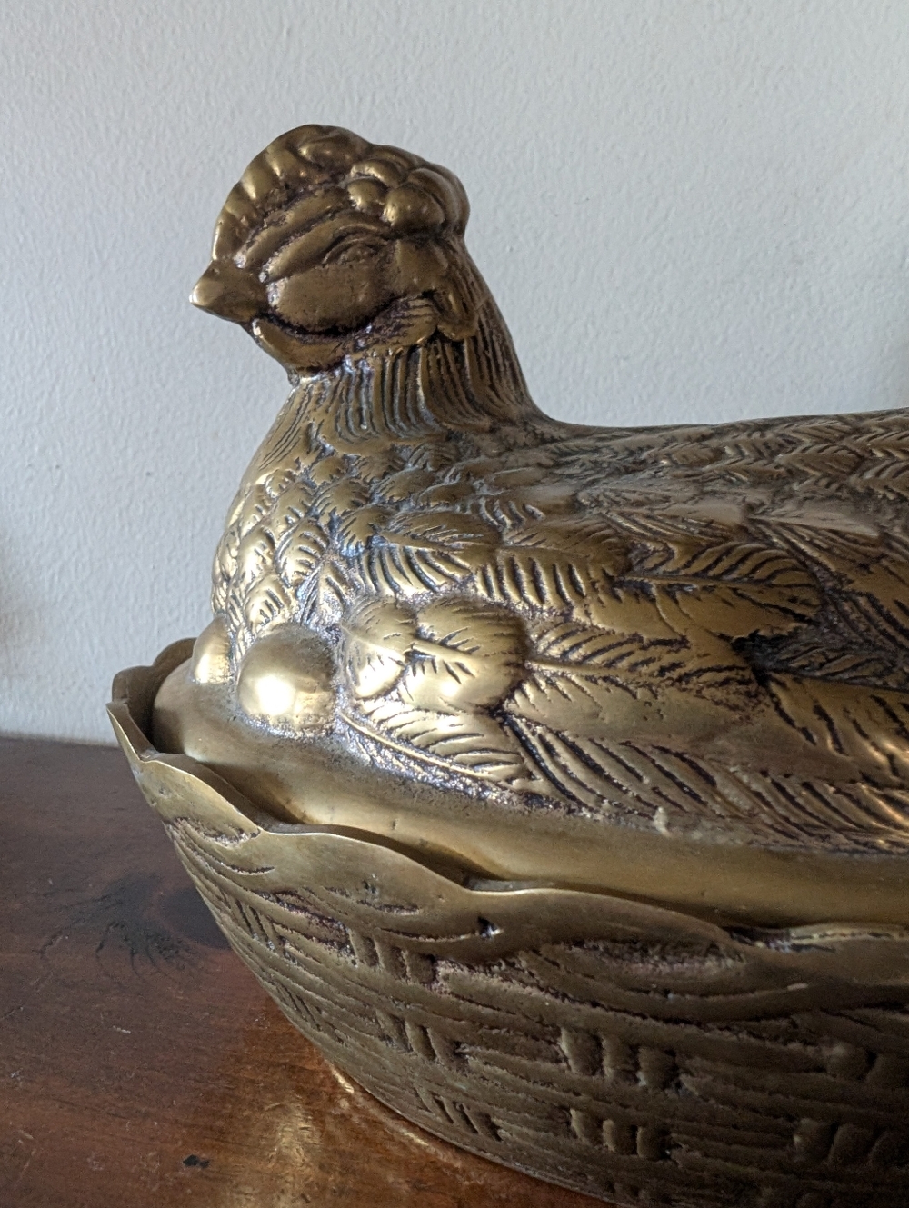 Rare Vintage Brass Hen on Nest Lidded Candy Dish - Mid Century One Of A Kind MCM - Picture 7 of 16